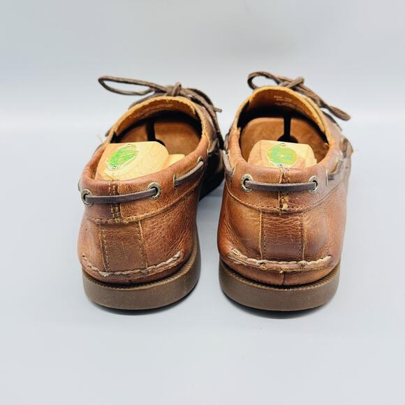 GH Bass & Co Shoes Mens 9 Wide Brown Leather Hampton Boat Deck Eye Moc Toe VTG - Picture 5 of 11
